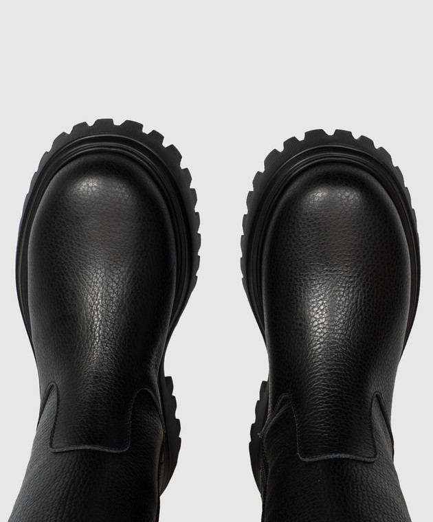 Dolce&Gabbana Дитячі чорні шкіряні чоботи на хутрі D11435A07223136 зображення 4