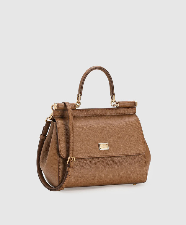 Dolce&Gabbana Коричнева шкіряна сумка Sicily BB6003B1001 зображення 4
