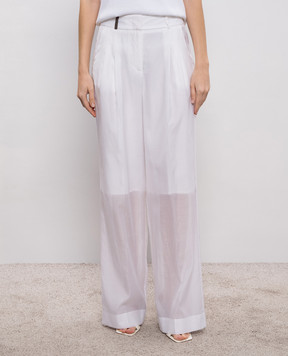 Peserico Білі штани із шовком з патчем A04092D08372