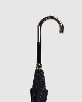 Pasotti Черный зонтик-трость Dandy в полоску OMITUO478RASO10941