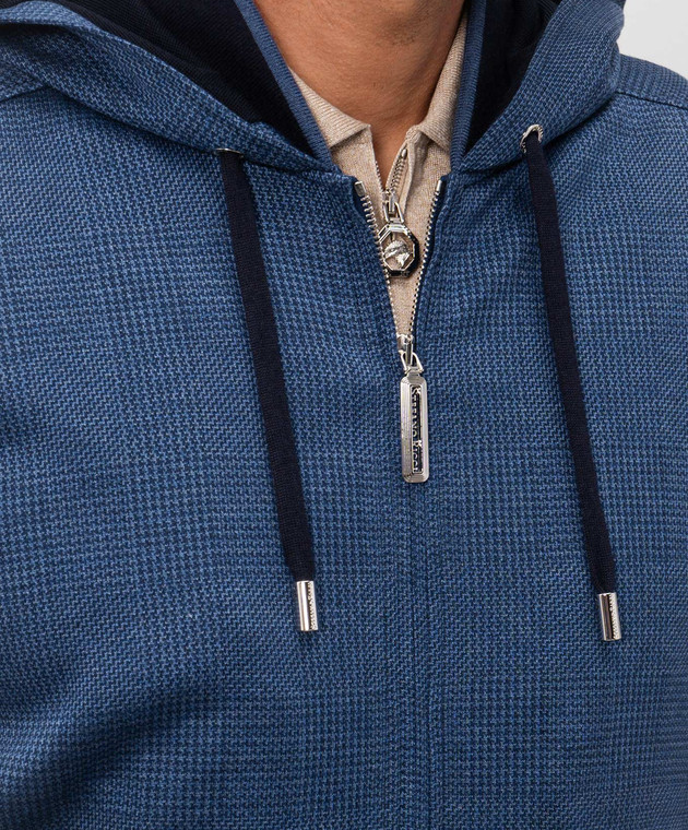 Stefano Ricci Синяя куртка с леном и шелком в виндзорской клетке MZJ6100050DN29HA изображение 5