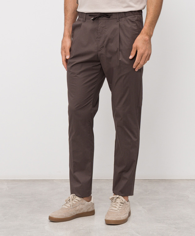 Herno Коричневые брюки с металлической пластиной с логотипом PT000166U13164Z изображение 3