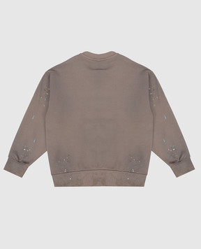 Maison Margiela MM6 Дитячий коричневий світшот з принтом у вигляді плям фарби M61006MM07K