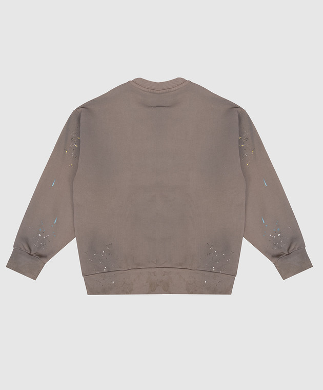 Maison Margiela MM6 Дитячий коричневий світшот з принтом у вигляді плям фарби M61006MM07K зображення 2