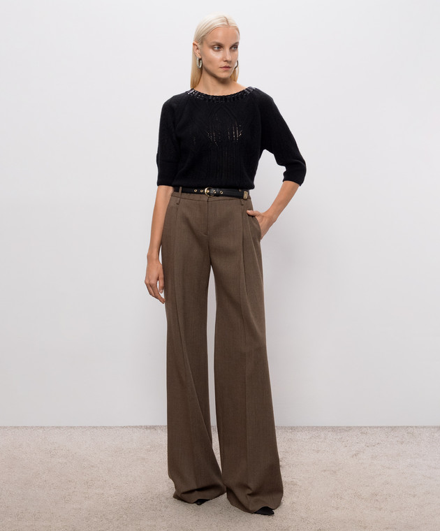 Ermanno Scervino Черный свитер из кашемира с короткими рукавами D495L325RCTZTW изображение 2