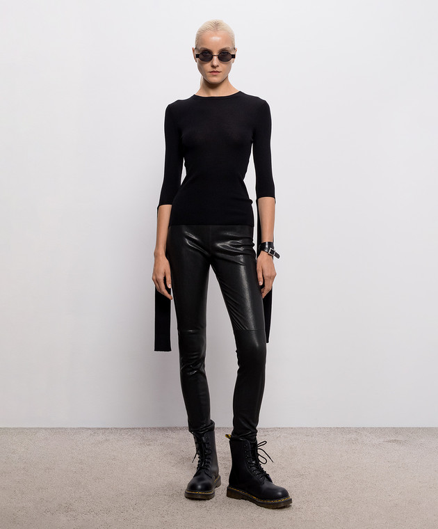 Ann Demeulemeester Черные кожаные леггинсы Florence B0010846LT084 изображение 2
