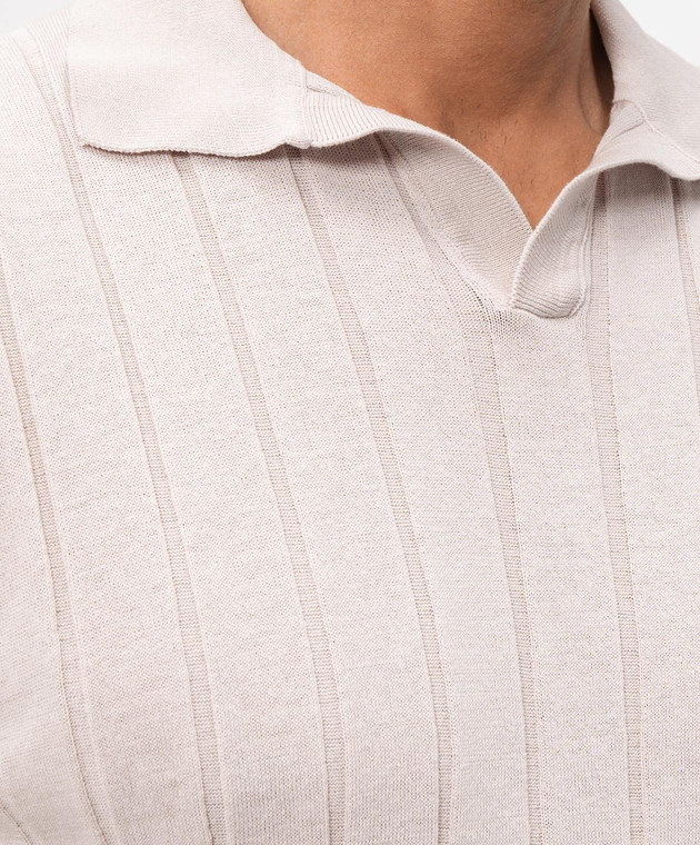 Pini Parma Бежеве поло з бавовни POLORIBST зображення 5