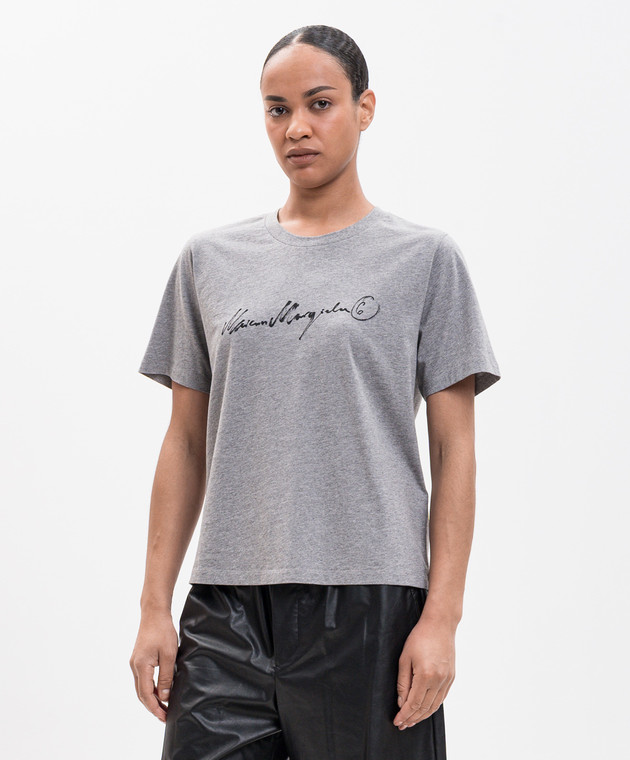 Maison Margiela MM6 Серая меланжевая футболка с принтом логотипа S52GC0368M20170 изображение 3