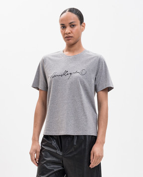 Maison Margiela MM6 Сіра меланжева футболка з принтом логотипа S52GC0368M20170
