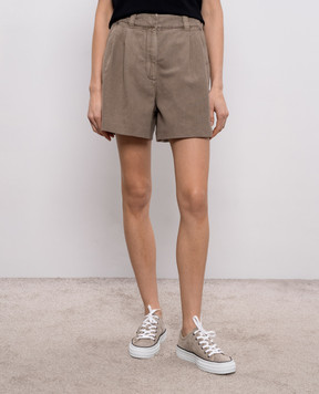 Brunello Cucinelli Коричневые джинсовые шорты с льном ML996P5761