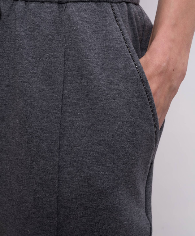Brunello Cucinelli Серые спортивные брюки с отворотами MP827FB799 изображение 5