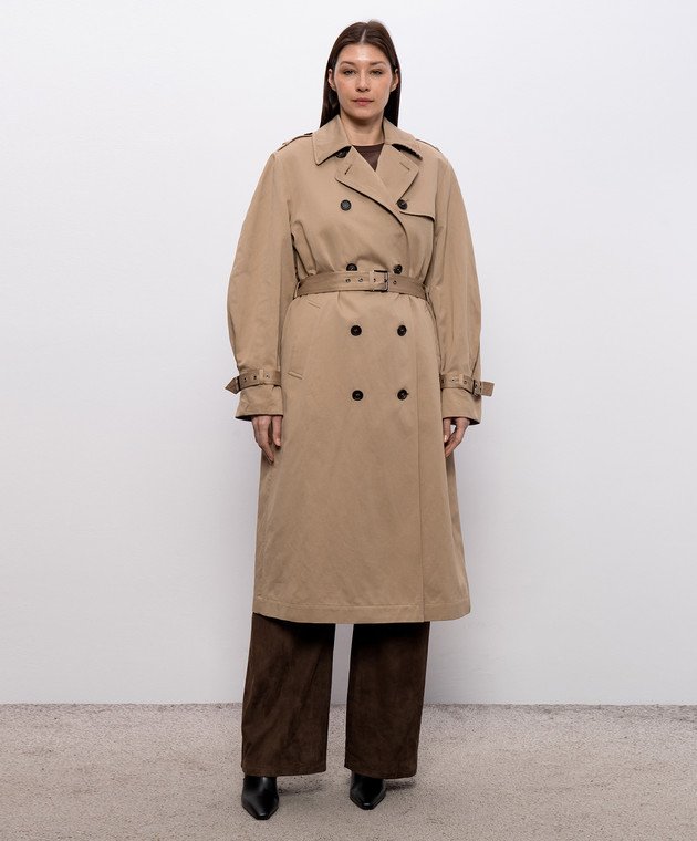 Brunello Cucinelli Бежевый тренч с льном ML5979963P изображение 3