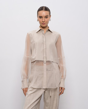 Brunello Cucinelli Бежевая блуза с цепочкой мониль MP091MQ406