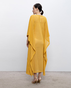 Twinset Жовта ажурна сукня з розрізом 261LM2BGG