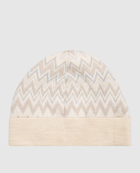 Missoni Детская бежевая шапка с шерстью в узор MZ0B37W0028