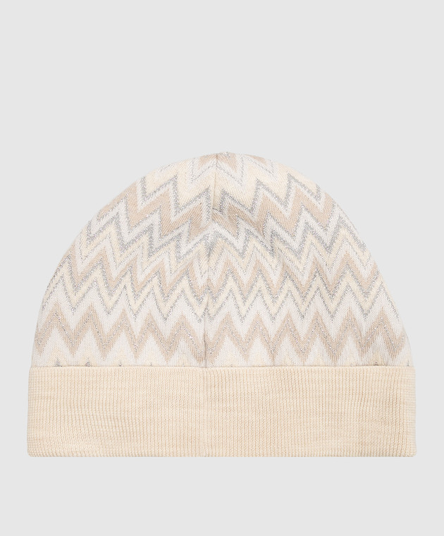 Missoni Детская бежевая шапка с шерстью в узор MZ0B37W0028 изображение 2
