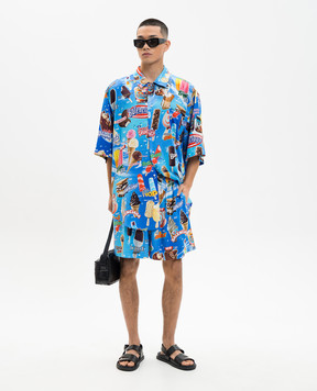 Balenciaga Синие шорты Sweet Treat в пижамном стиле 850715TTL24