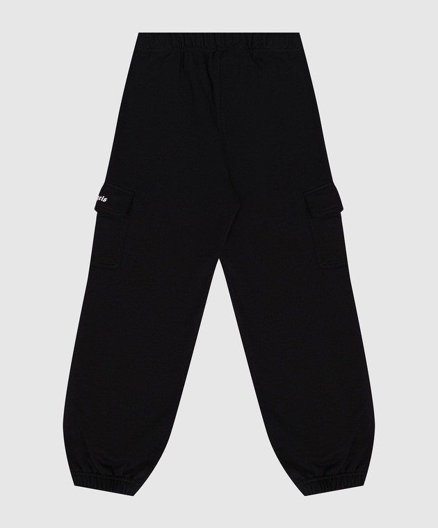 Palm Angels Дитячі чорні штани-карго з принтом логотипа PBCH016S26FLE001 зображення 2