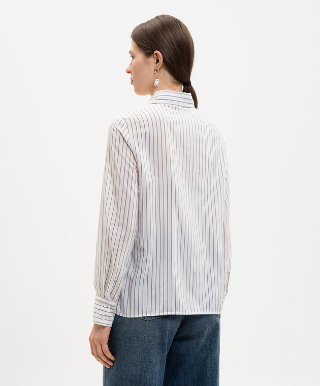 Peserico Біла сорочка в смужку з ланцюжком моніль S0606008334 зображення 4