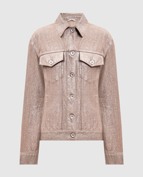Brunello Cucinelli Бежева джинсова куртка з люрексом ML1097328P