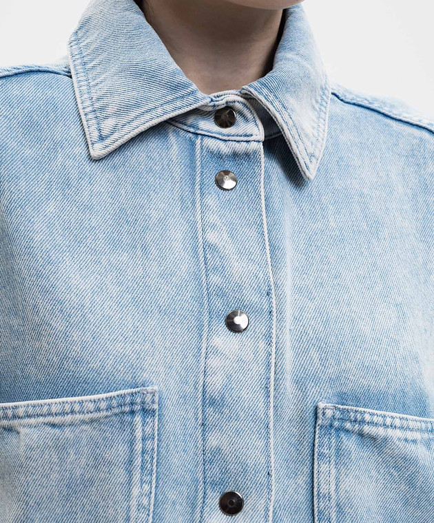 Solotre Голубой джинсовый жилет с эффектом потертости M1AB0167 изображение 5