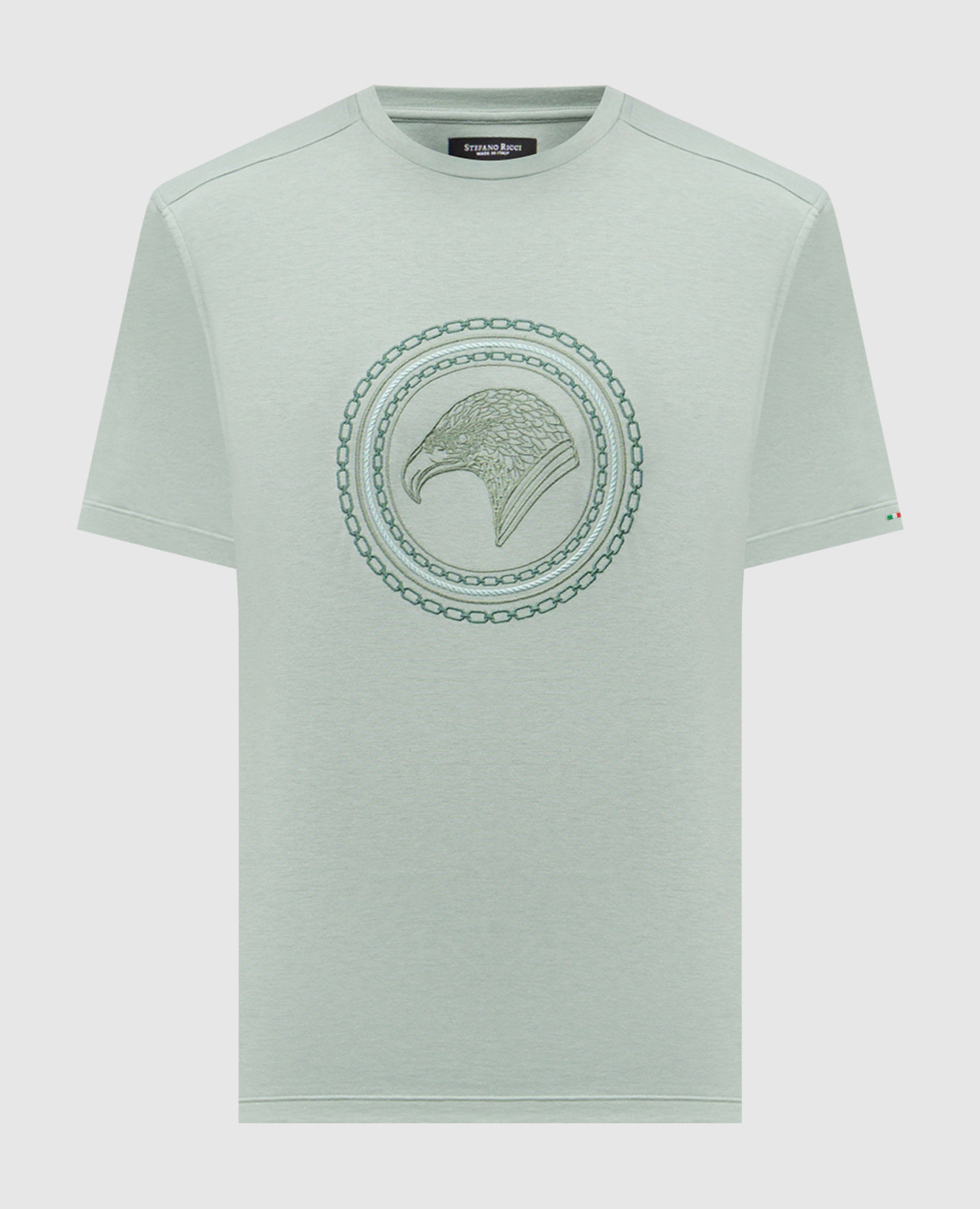 Зеленая футболка с вышивкой эмблемы