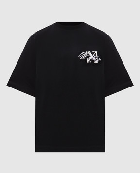 Off-White Чорна футболка Stroke з вишивкою логотипа 44MAA120F26J00J