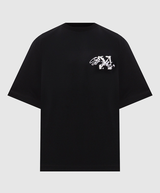 Off-White Черная футболка Stroke с вышивкой логотипа 44MAA120F26J00J