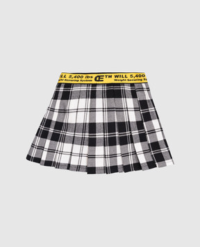 Off-White Дитяча сіра спідниця-плісе в клітинку 44GCC02AF5F001