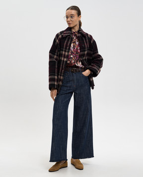 Momoni Бордовое пальто BRIGHTON из шерсти в клеточку 252MMOCO053252MO24