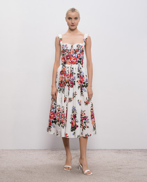 Dolce&Gabbana Біла сукня бюстьє в принт F6TTGTHS5UU