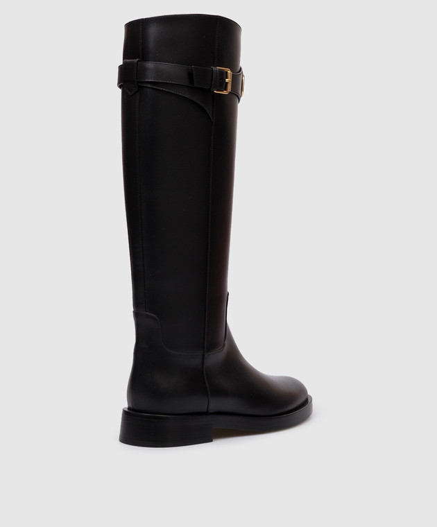 Valentino Черные кожаные сапоги с логотипом 9W2S0MT1DSH изображение 5