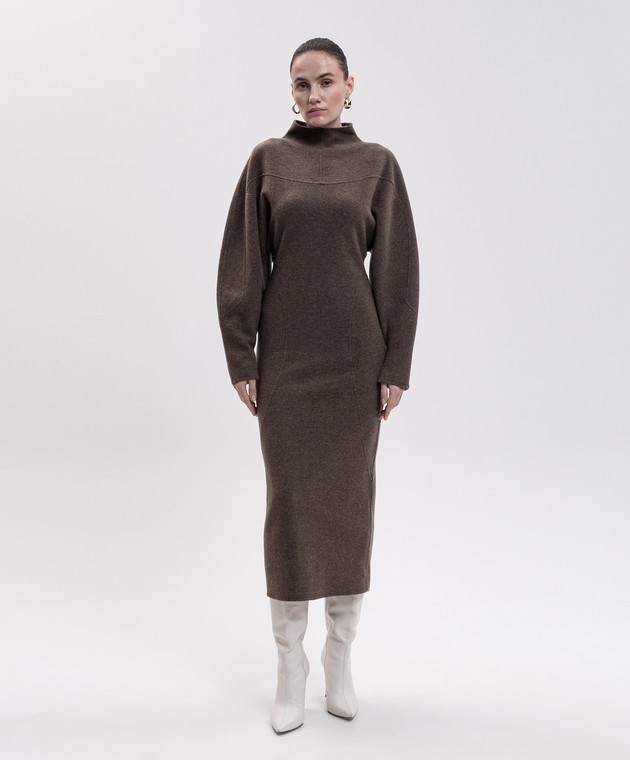 Max Mara Коричневое платье TENUTA из шерсти и кашемира MXSTENUTA изображение 2