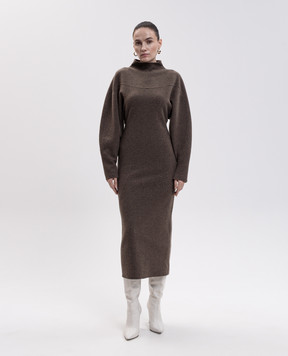 Max Mara Коричневое платье TENUTA из шерсти и кашемира MXSTENUTA