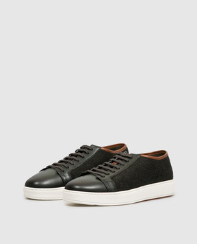 Santoni Зеленые комбинированные кроссовки MBCD22241BARTLNL