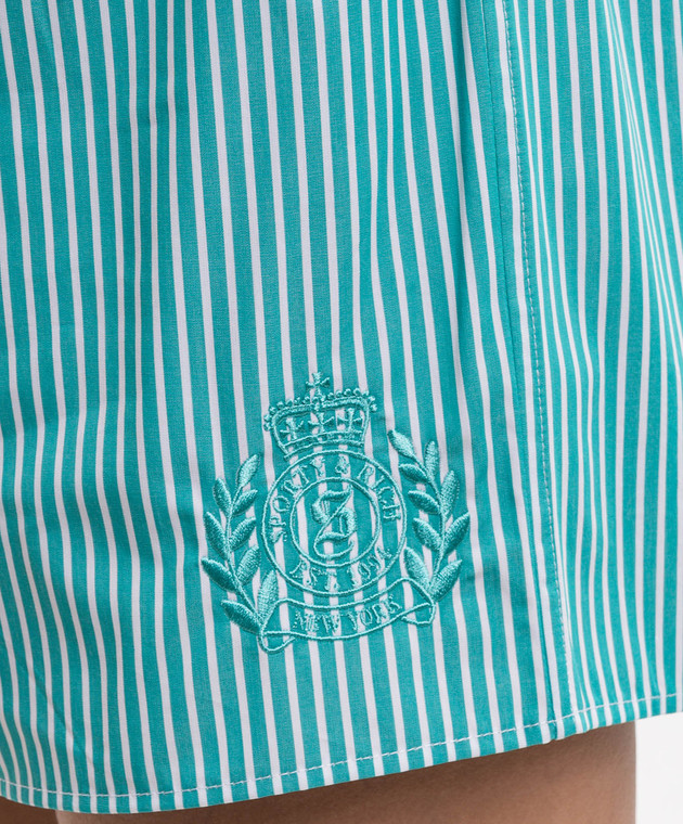 Sporty & Rich Зеленые шорты NY Crest в полоску SH035712243GR62 изображение 5
