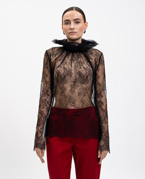Alexander McQueen Черная блуза из кружева 849834QZAPW