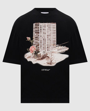 Off-White Чорна футболка Building 44MAA120F5J001