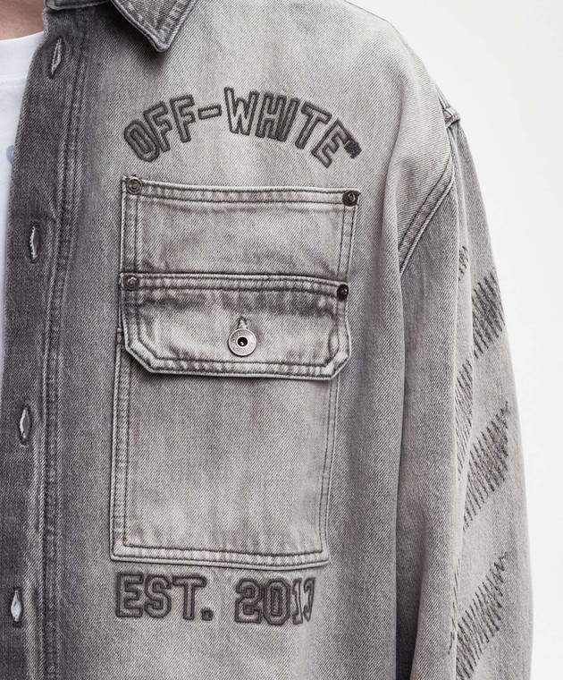 Off-White Серая джинсовая рубашка 44MYD05VS26D003 изображение 5
