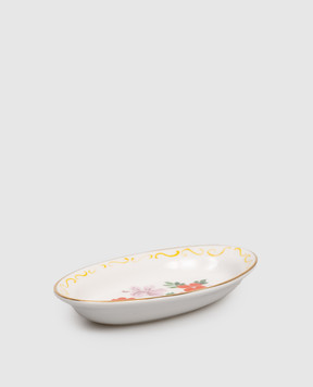 Bitossi Home Белая фарфоровая овальная тарелка Flower Bow FTB02101