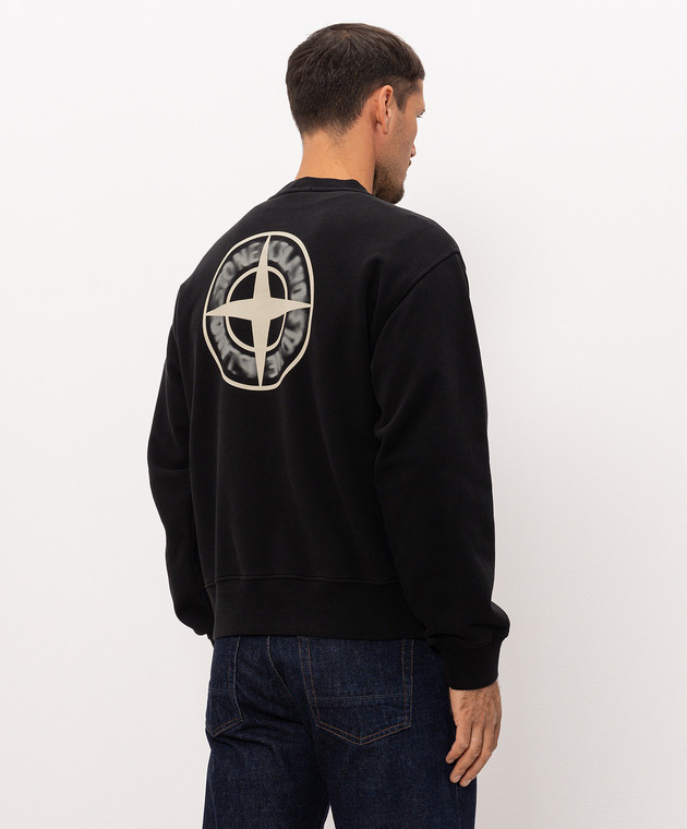 Stone Island Чорний світшот з принтом логотипа L2S156100039S0477 зображення 4