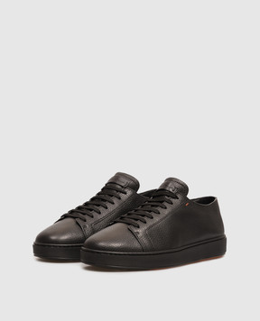 Santoni Чорні шкіряні кросівки з патчем логотипа MBCD21571NEAKMMD