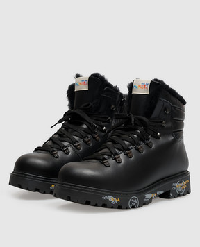 Premiata Детские черные кожаные ботинки MIDURBAB на меху 38M219580