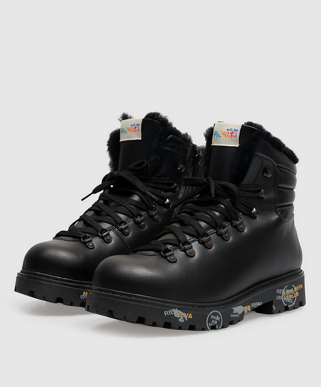 Premiata Детские черные кожаные ботинки MIDURBAB на меху 38M219580 изображение 2