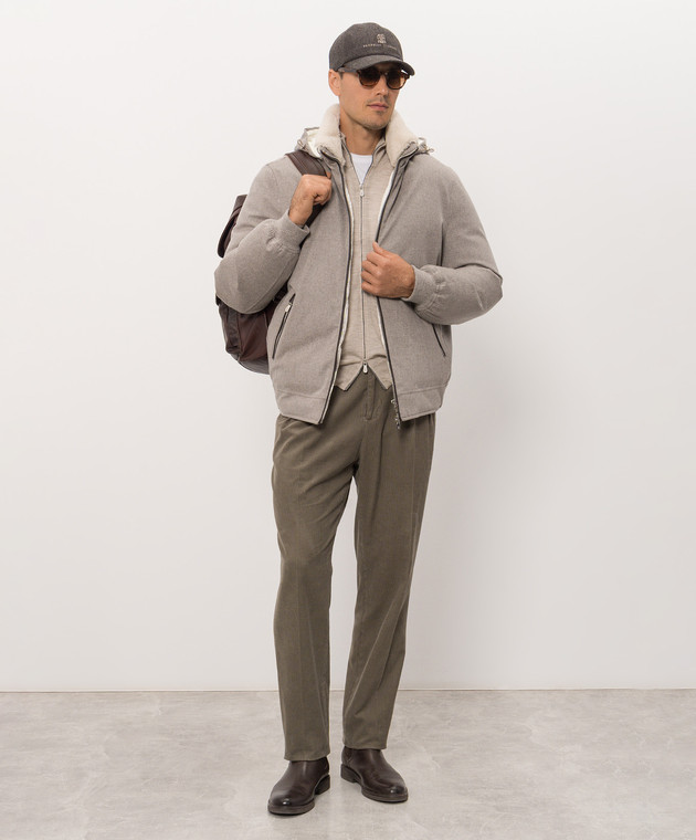 Brunello Cucinelli Бежевый меланжевый кардиган из шерсти и кашемира M2400106 изображение 2