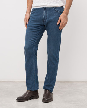 Stefano Ricci Сині джинси з фактурним логотипом MST61B2060T0178