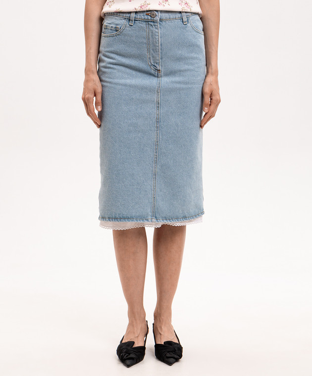 Magda Butrym Голубая джинсовая юбка с патчем логотипа DENIM15SKIRT179526 изображение 3