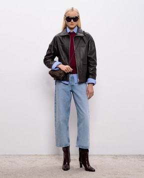 Yves Salomon Коричнева шкіряна куртка 26EYV20760APXX