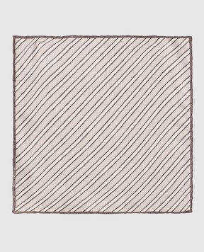 Brunello Cucinelli Бежева хустка-паше із шовку в смужку MX8680091