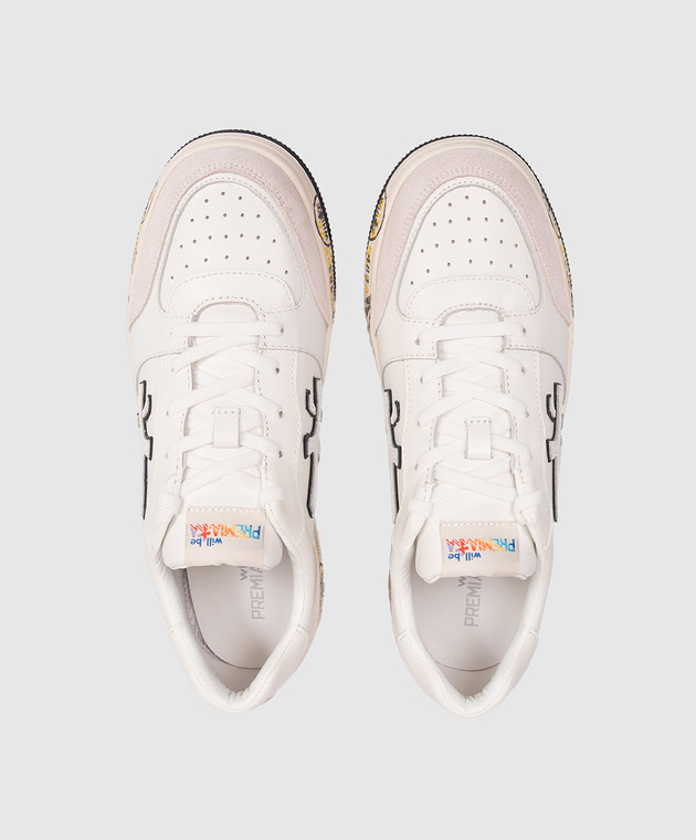 Premiata Детские белые кожаные кроссовки MARC 352895233639 изображение 4
